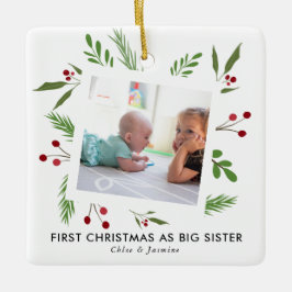 Sister's First Christmas Foto Holly Keramikornament