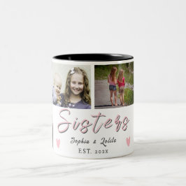 Sisters Forever – 6 Photo Custom Coffee Mug Zweifarbige Tasse