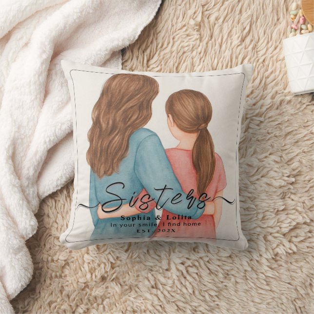 Sisters Forever – Custom Photo Throw Pillow Kissen (Decke)
