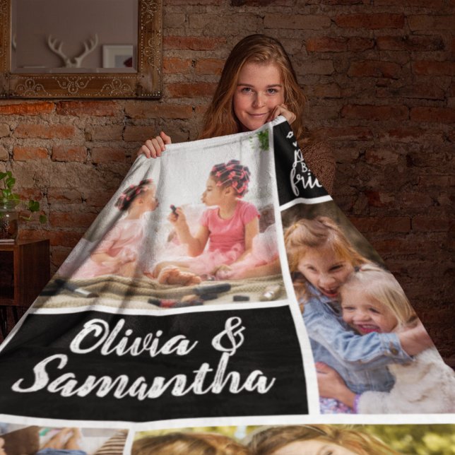 Sisters Foto Collage Die besten Freunde Trendy Fleecedecke (Von Creator hochgeladen)