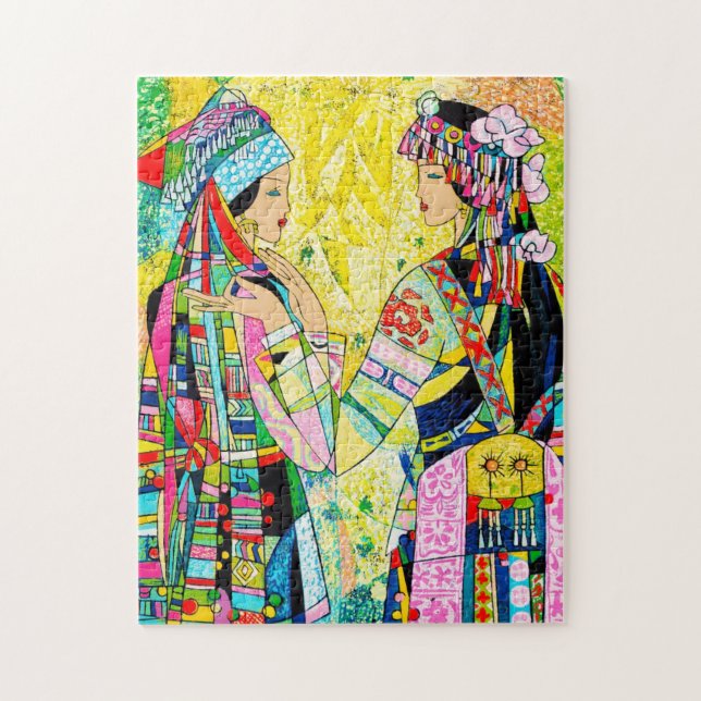 Sisters Hao Ping orientalische Mädchen lebhaft bun Puzzle (Vertikal)