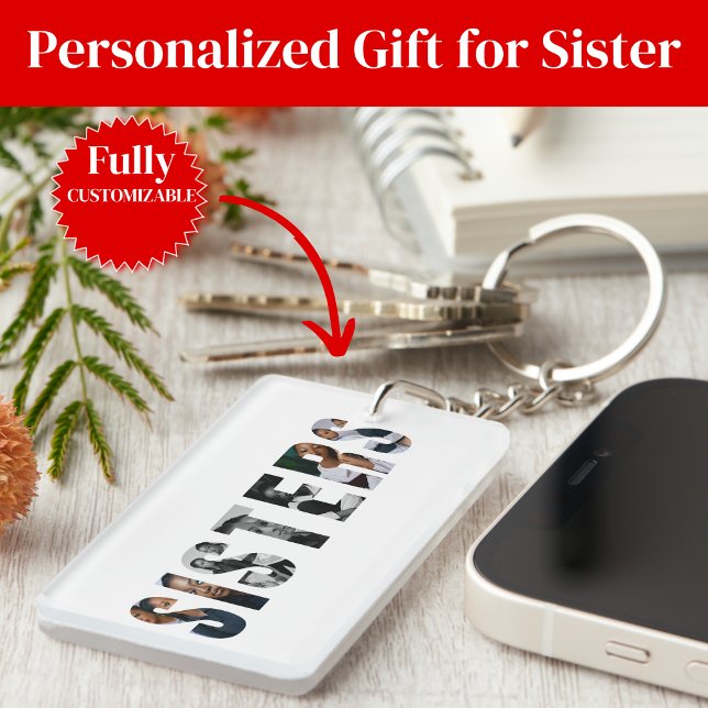 Sisters Photo Collage Keychain Gift for Sister Schlüsselanhänger (Sisters Photo Collage Keychain Gift)