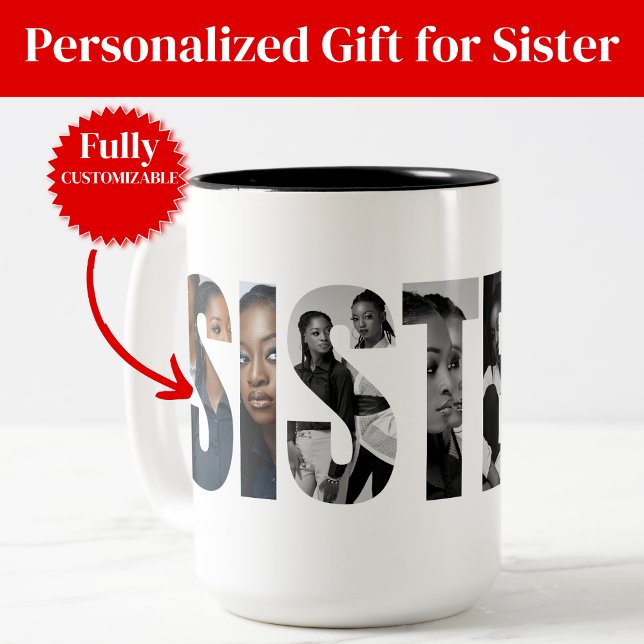 Sisters Photo Collage Two-Tone Mug Gift Zweifarbige Tasse (Sisters Photo Collage Two-Tone Mug Gift)