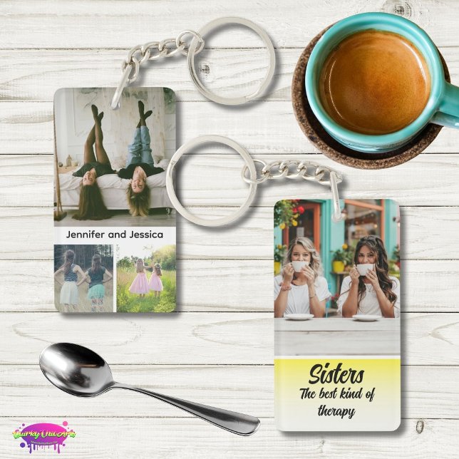 Sisters Photo Collage with Names, Best Therapy Schlüsselanhänger (Von Creator hochgeladen)