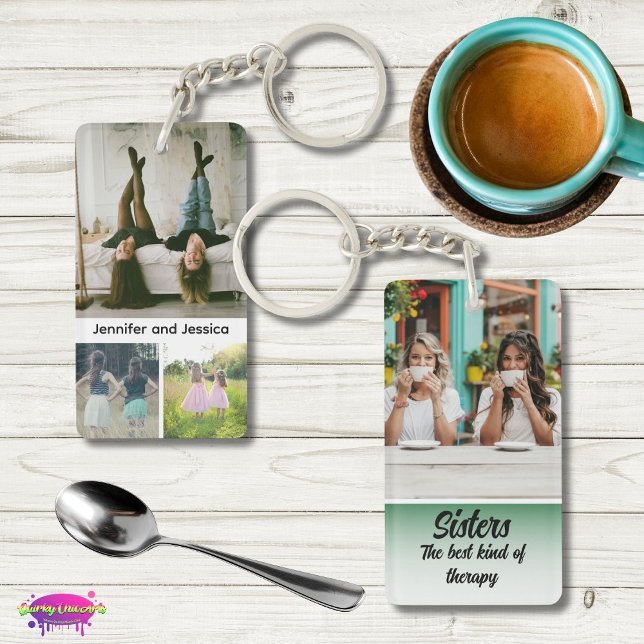 Sisters Photo Collage with Names, Best Therapy Schlüsselanhänger (Von Creator hochgeladen)