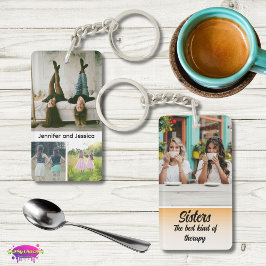 Sisters Photo Collage with Names, Best Therapy Schlüsselanhänger