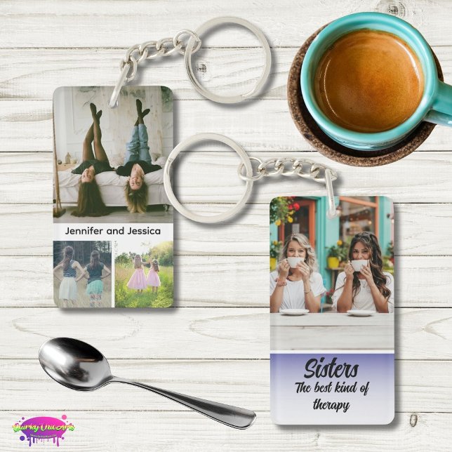 Sisters Photo Collage with Names, Best Therapy Schlüsselanhänger (Von Creator hochgeladen)