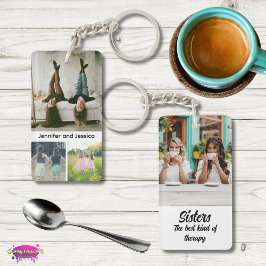 Sisters Photo Collage with Names, Best Therapy Schlüsselanhänger