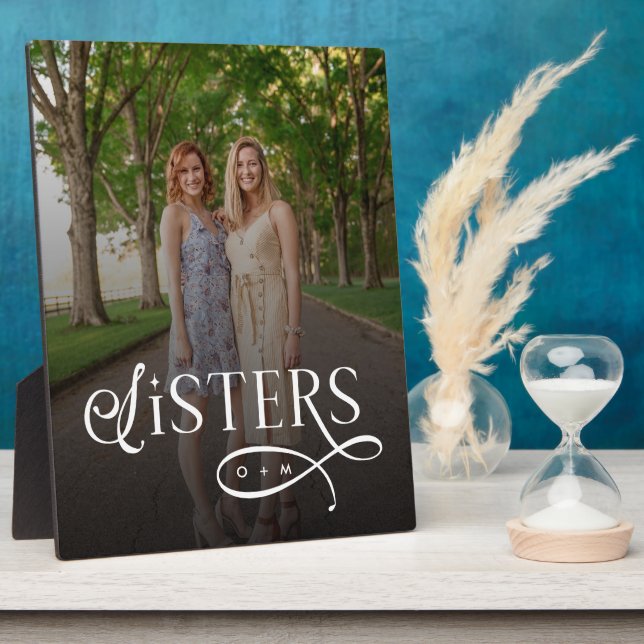 Sisters Photo Personalized Monogram Fotoplatte (Seite)