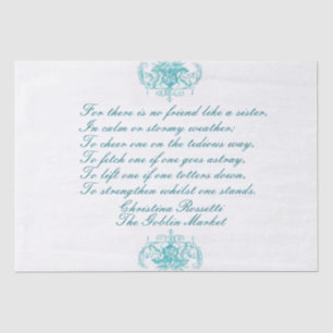 Sisters Poem Christina Rossetti Türkis Script Seidenpapier