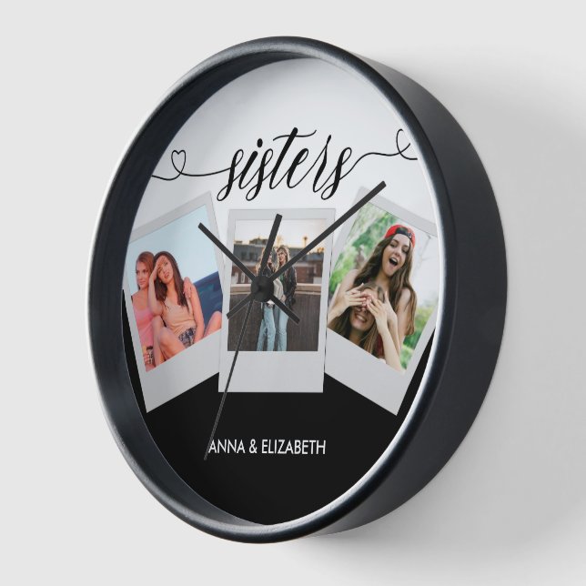 Sisters Script Family Foto Grid Collage Liebe Uhr (Winkel)