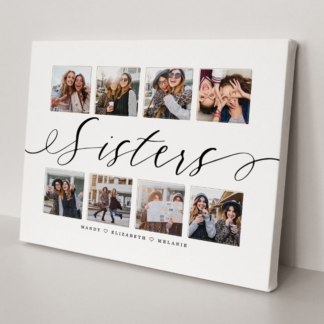 Sisters Script | Geschenk für Schwestern FotoColla Leinwanddruck (Von Creator hochgeladen)