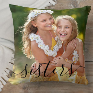 Sisters Script Overlay 2 Foto Personalisiert Kissen