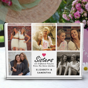 Sisters Script Quote Hot Pink Heart Foto Collage