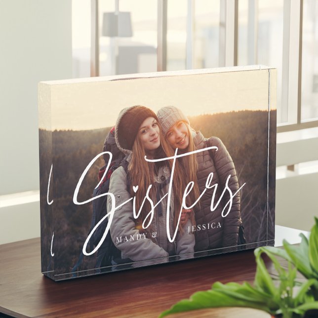 Sisters Script Typographic Overlay Family Erinneru Fotoblock (Sisters Script Typographic Overlay Family Memories Photo Block)