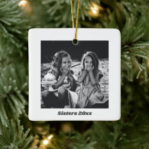 Sisters Simple Modern Minimalistisches Foto Weihna Keramikornament