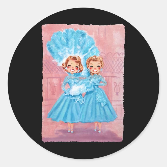 Sisters White Christmas Movie 1954 Xmas Snow Pajam Runder Aufkleber (Vorderseite)