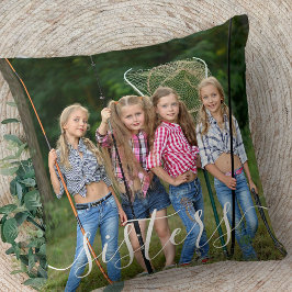 Sisters White Script Overlay 2 Foto Personalisiert Kissen