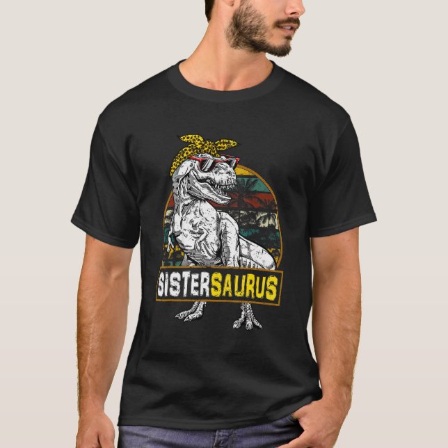 Sistersaurus Leopard Rex Dinosaur Sister Saurus Mo T-Shirt (Vorderseite)