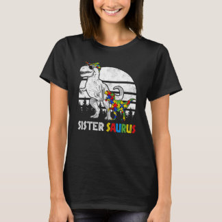 Sistersaurus Rex Dinosaur-Puzzle Blau Autismus-Bew T-Shirt