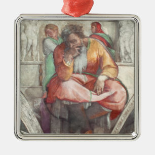 Sistine Kapellen-Decke: Der Prophet Jeremias Silbernes Ornament
