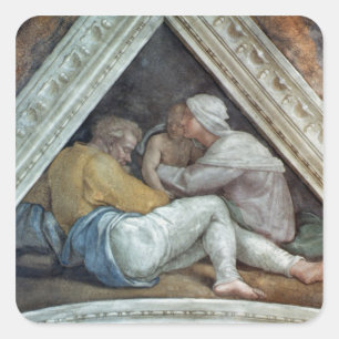 Sistine Kapellen-Decke: Die Vorfahren von Christus Quadratischer Aufkleber