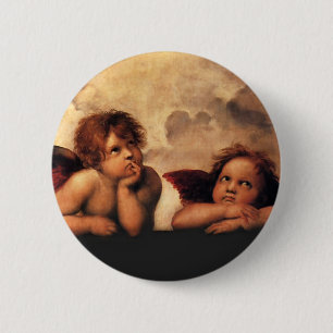 Sistine Madonna 2 Engel durch RAPHAEL Button