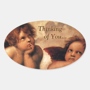 Sistine Madonna, das an Sie… denkt Ovaler Aufkleber