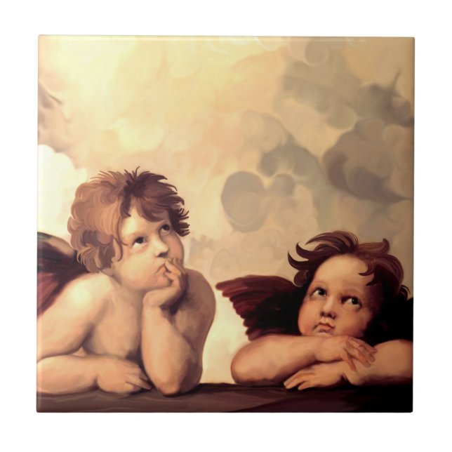 Sistine Madonna Engel Raffaelo Sanzio Fliese (Vorderseite)