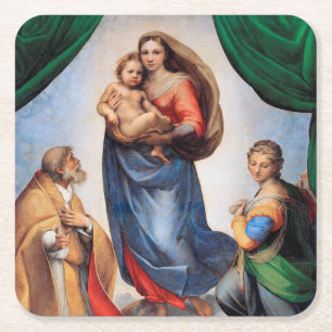 Sistine Madonna, Raphael Rechteckiger Pappuntersetzer