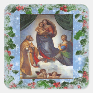 Sistinische Madonna Weihnachtssticker Quadratischer Aufkleber