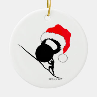 Sisyphus Kettlebell Frohe Weihnachten Keramik Ornament
