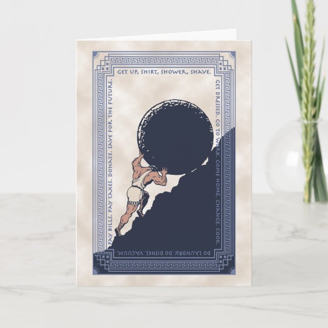 Sisyphus Mundane Rock Dankeskarte (Vorderseite)