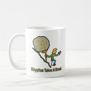 Sisyphus nimmt eine Pause ein Kaffeetasse