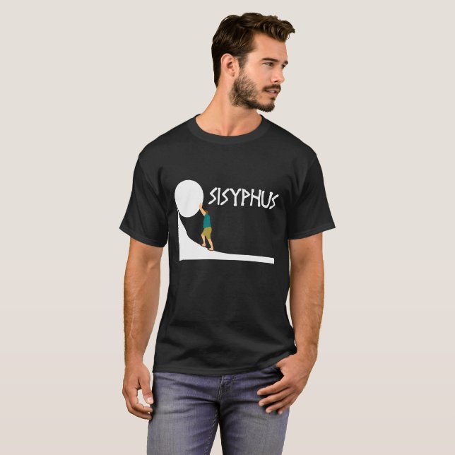 Sisyphus T - Shirt, griechische Mythologie altes T-Shirt (Vorne ganz)
