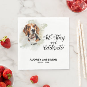 Sit, Bleibe & Celebrate Beagle Hochzeit Serviette