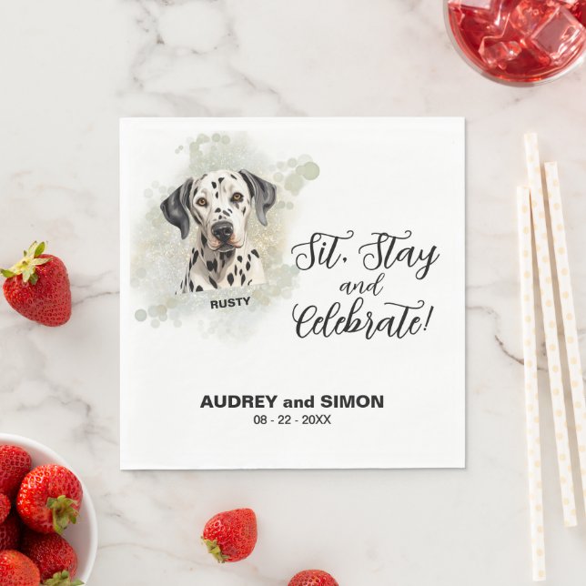 Sit, Bleibe & Celebrate Dalmatiner Hochzeit Serviette (Beispiel)