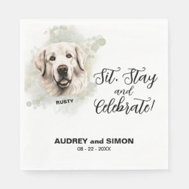 Sit, Bleibe & Celebrate Great Pyrenese Wedding Dri Serviette