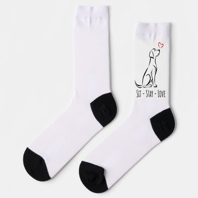 Sit-Bleibe-Liebe Labrador Socken (Linkes Detail)