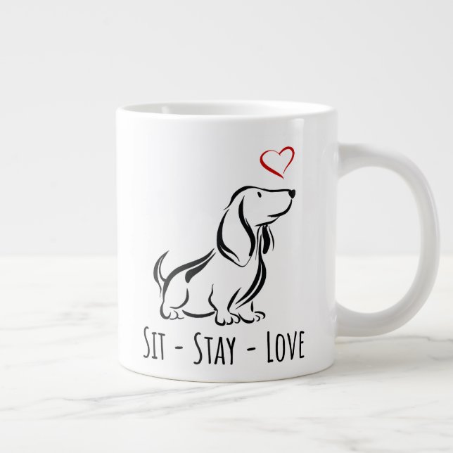Sit-Stay-Love Basset Hound Jumbo-Tasse (Rechts)