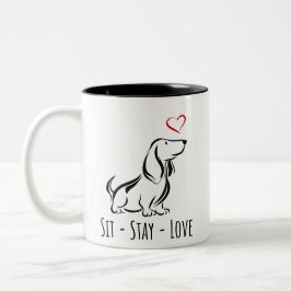Sit-Stay-Love Basset Hound Zweifarbige Tasse