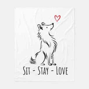 Sit-Stay-Love Sheltie Fleecedecke