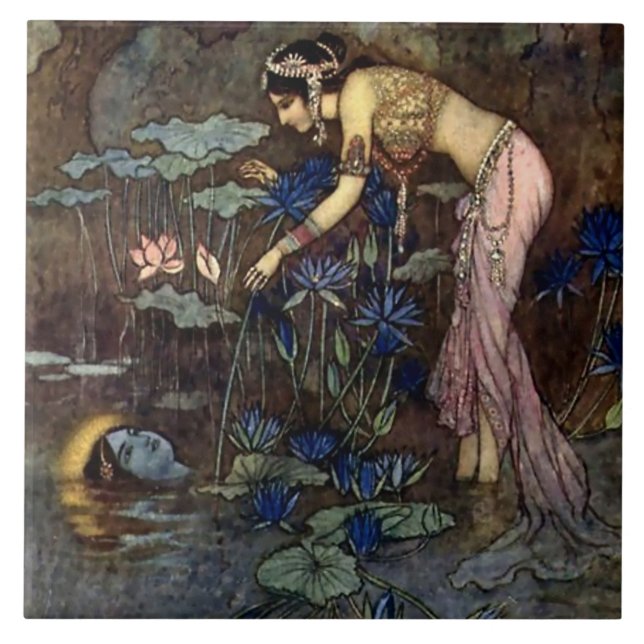 "Sita Finds Rama" von Warwick Goble Fliese (Vorderseite)
