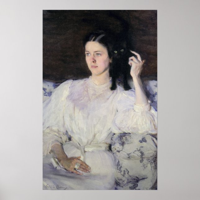 Sita und Sarita oder Young Girl mit einer Katze Poster (Vorne)