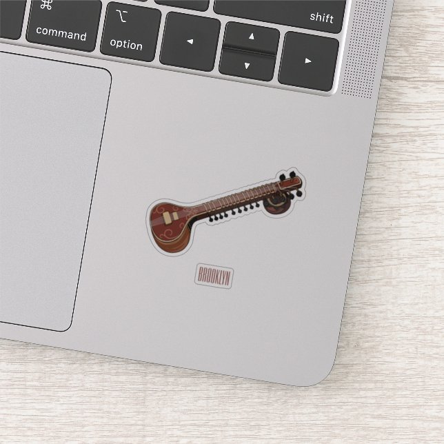 Sitar-Cartoon-Abbildung Aufkleber (Ausschnitt)