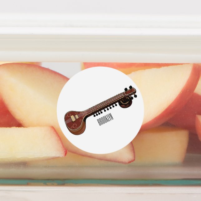 Sitar-Cartoon-Abbildung Etiketten (Befestigt)