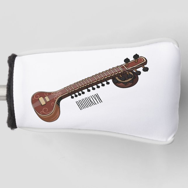 Sitar-Cartoon-Abbildung Golf Headcover (Vorderseite)