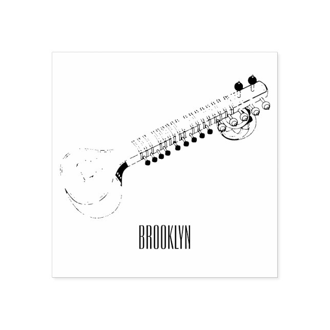 Sitar-Cartoon-Abbildung Gummistempel (Prägung)