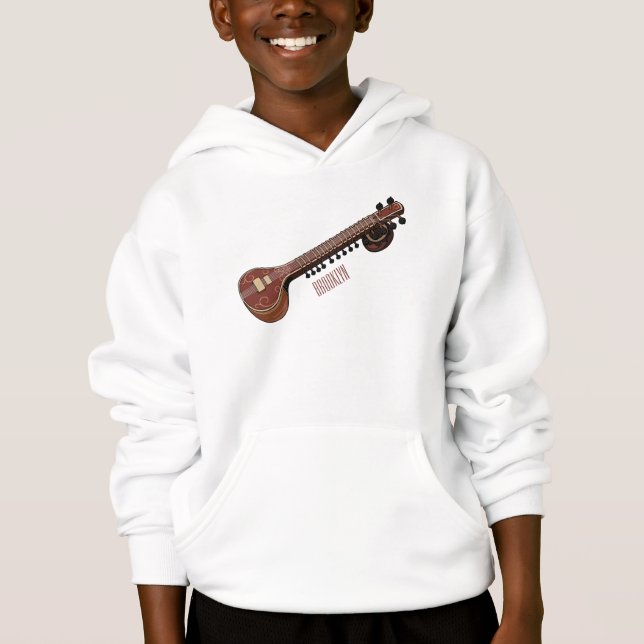 Sitar-Cartoon-Abbildung Hoodie (Vorderseite)