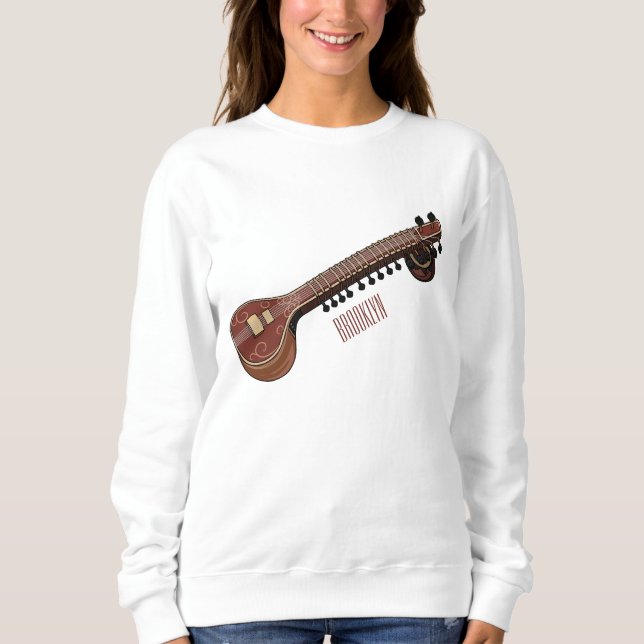 Sitar-Cartoon-Abbildung Sweatshirt (Vorderseite)